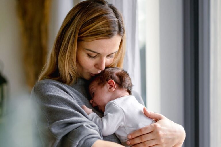 Mom holding a baby