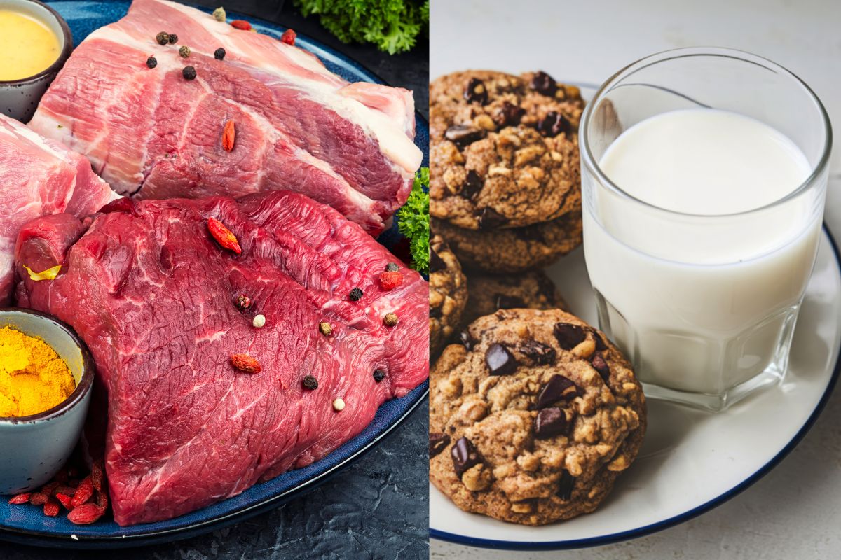 Red meat milk and cookies