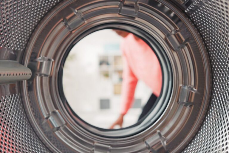 from inside the washing machine, door open