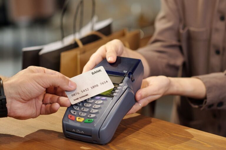 paying with a card over a debit machine