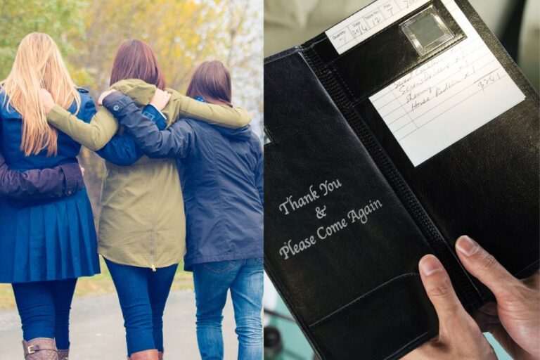 three girls and a restaurant bill