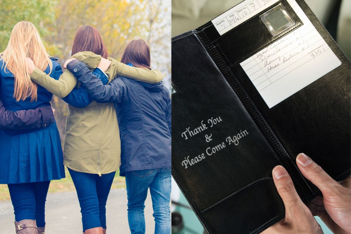 three girls and a restaurant bill