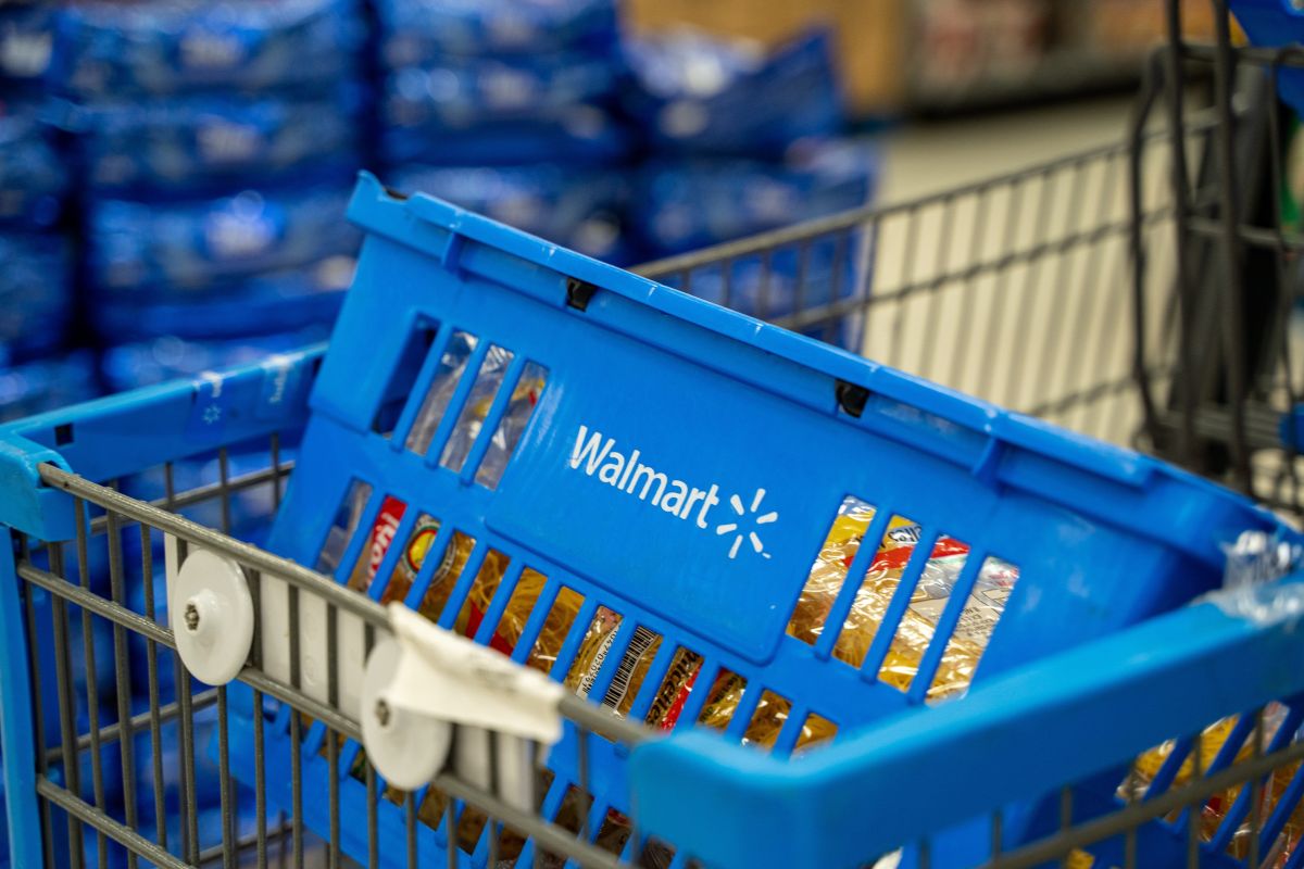 Close up of a walmart cart and basket