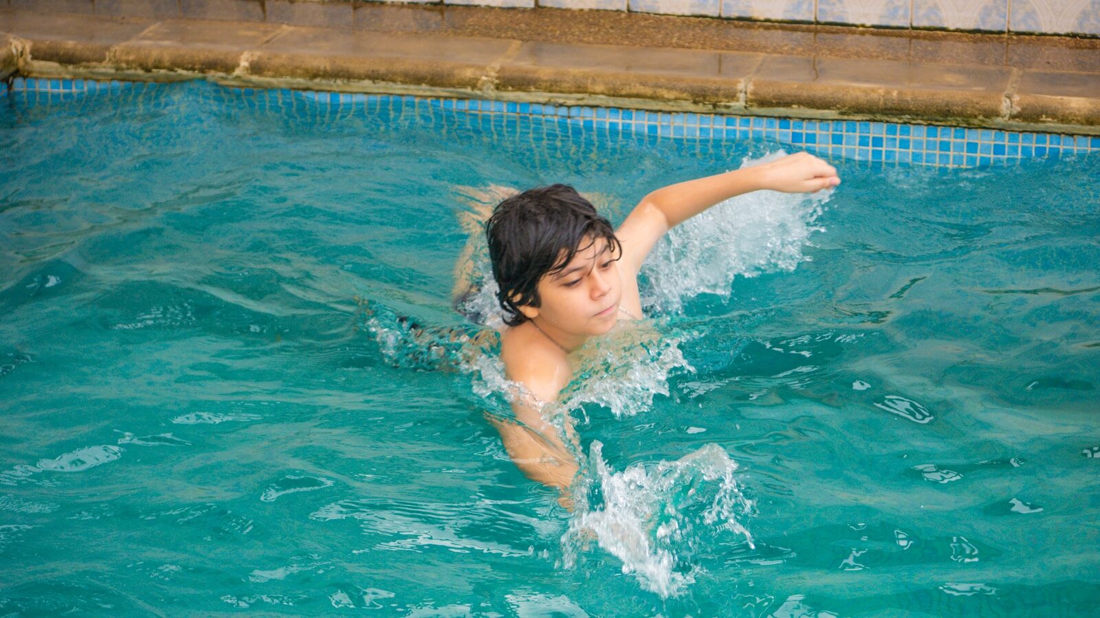 a person in a pool