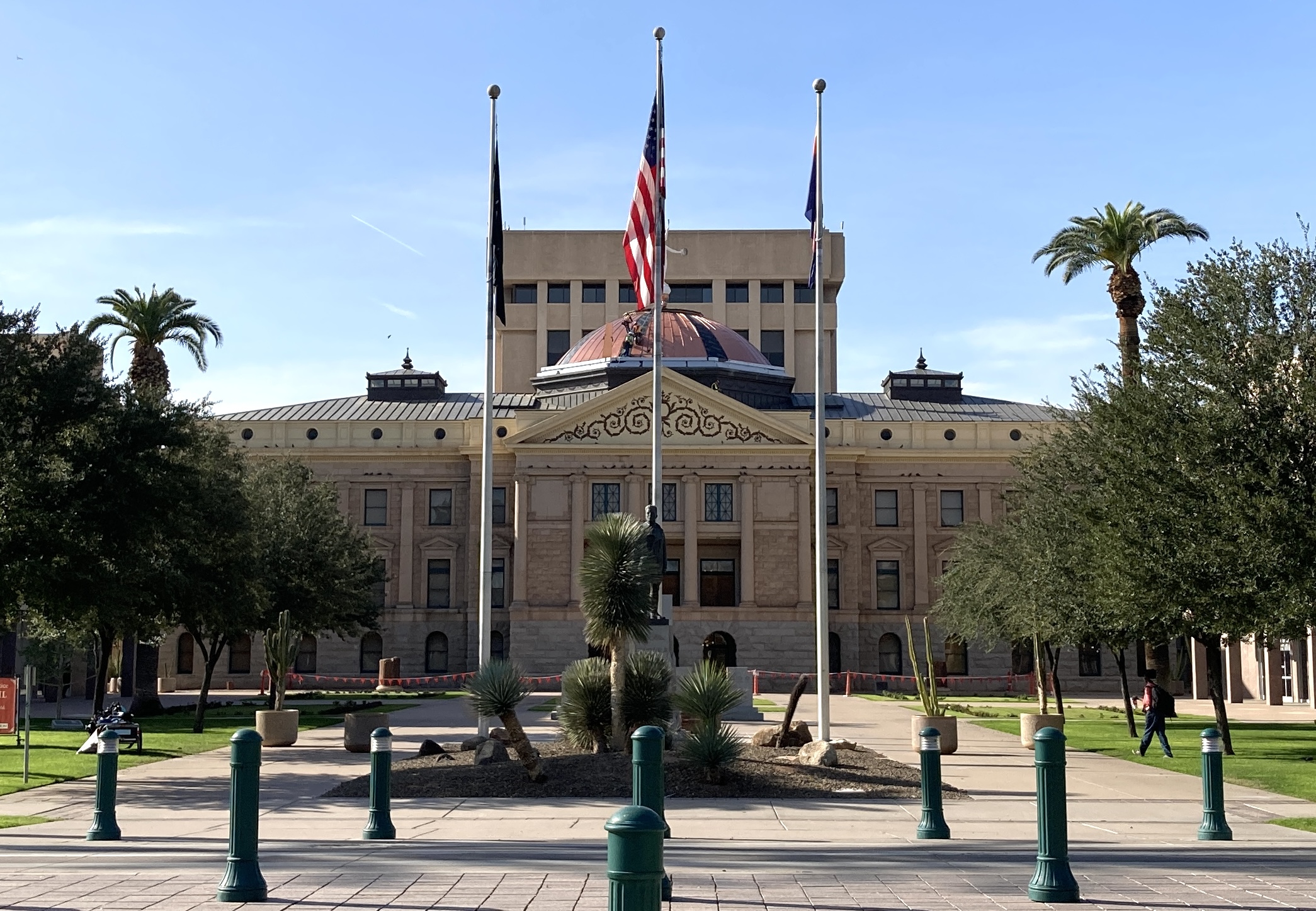 The Arizona State Capitol building in Phoenix with its copper dome on a sunny day