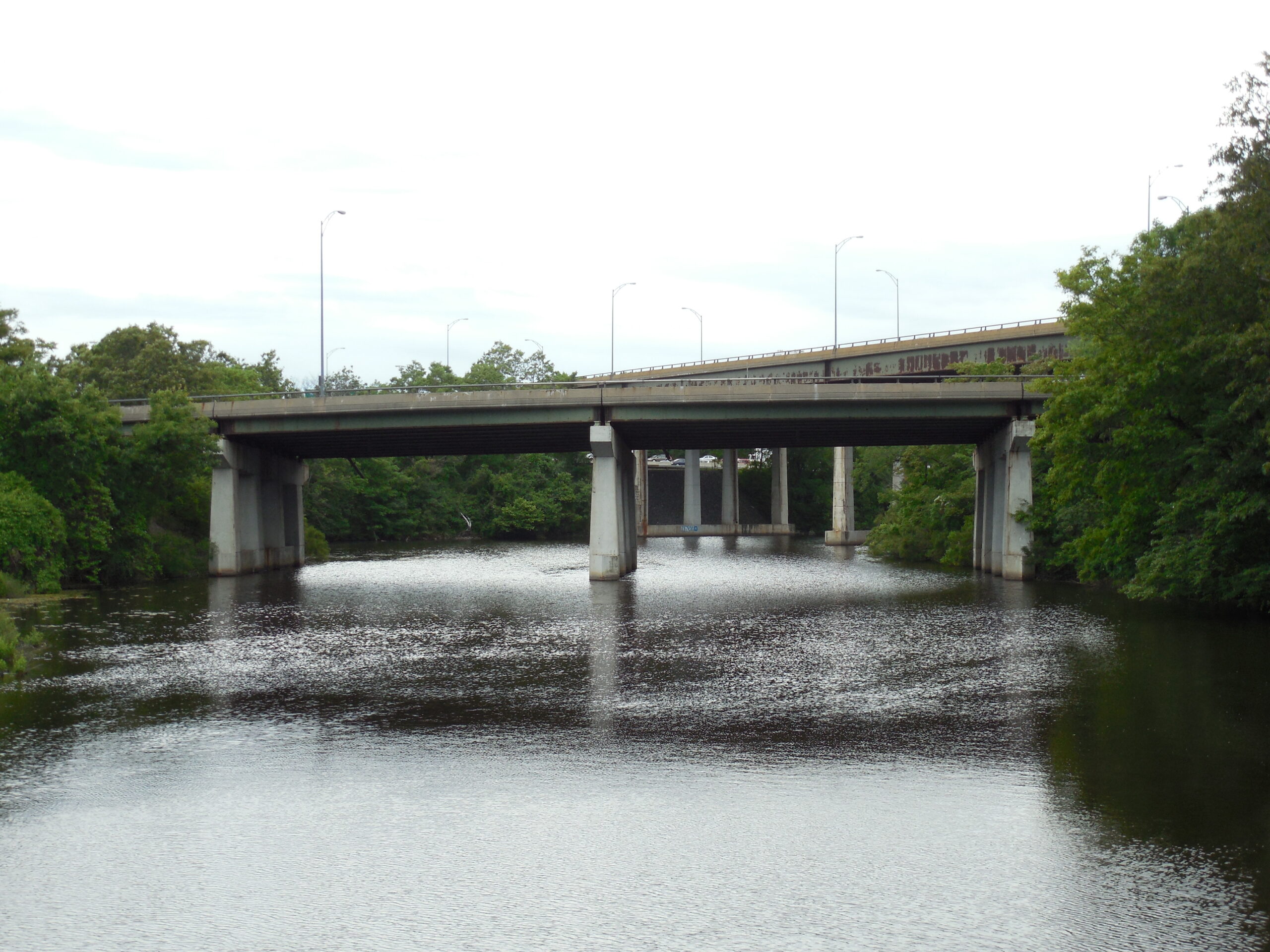 The I-90 and I-95 connector bridge over the Charles River in Newton, Massachusetts