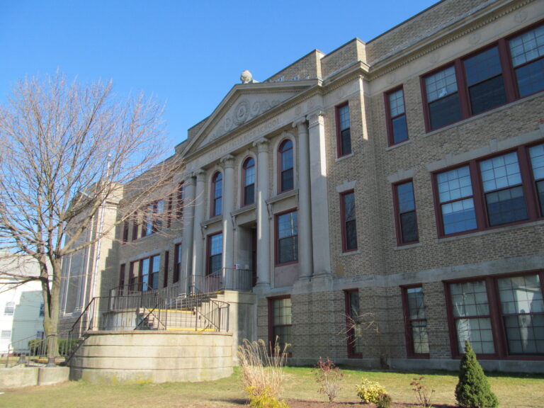 Exterior of Central Falls High School in Central Falls, Rhode Island