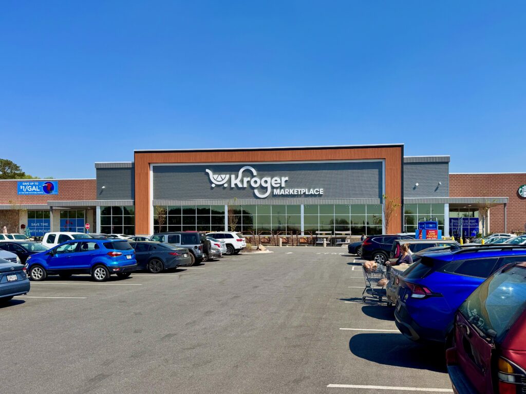 Exterior of a Kroger Marketplace grocery store in Athens, Georgia