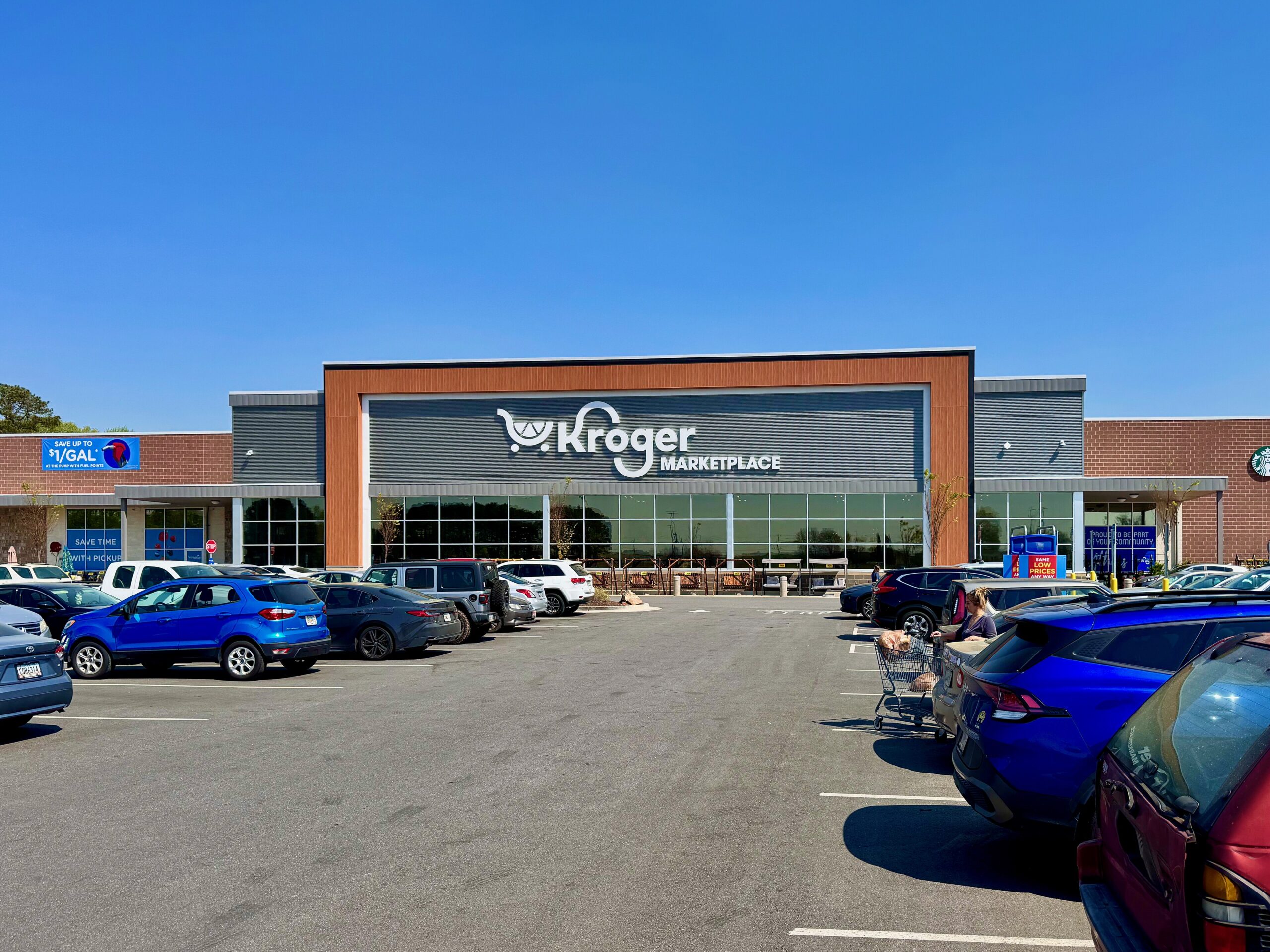 Exterior of a Kroger Marketplace grocery store in Athens, Georgia