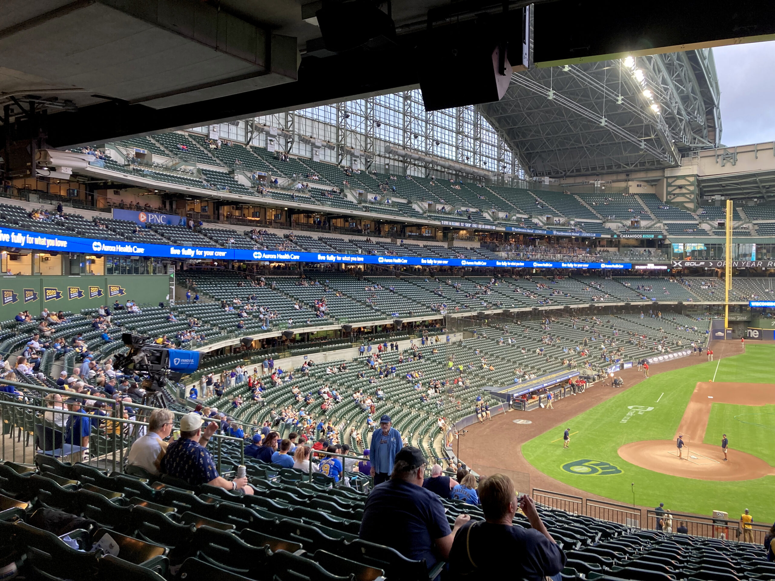 Fans in the stands at American Family Field during a Milwaukee Brewers game
