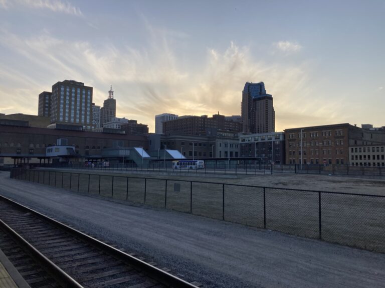 The downtown St. Paul, Minnesota, skyline in spring