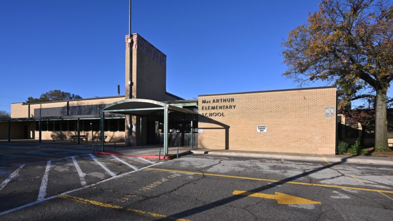 Front entrance of MacArthur Elementary School, a Tulsa Public Schools campus in Tulsa, Oklahoma